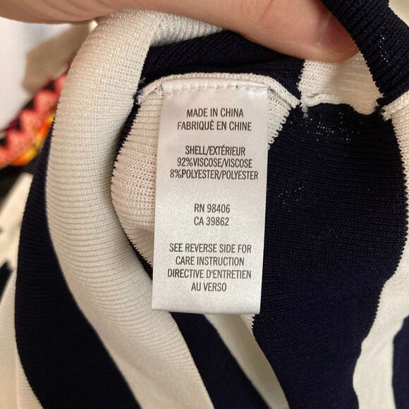 Theory Dress Womens Sz L Navy Blue White‎ Striped Knit Sleeveless Sheath Sweater - Picture 6 of 9